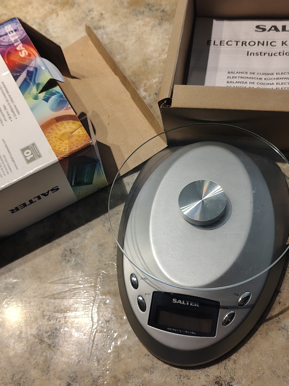 Salter Silver Digital Kitchen Scale - Glass Platform